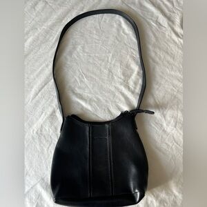 Vintage 90's Liz Claiborne Black Leather Small Shoulder Bag Excellent Condition